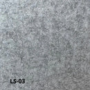 Grå filtstruktur med tekstur og farvekode "LS-03" vises i nærbillede.