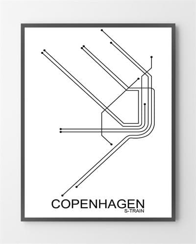 Grafiske plakater med "Copenhagen S-Train" er lavet i Limited Edition a 100 stk. -  På dette foto er plakaten ikke præget.