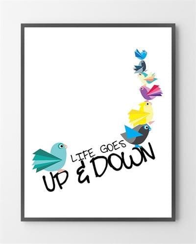 Up And Down plakater med farver er lavet i Limited Edition a 100 stk. -  På dette foto er plakaten ikke blevet præget.