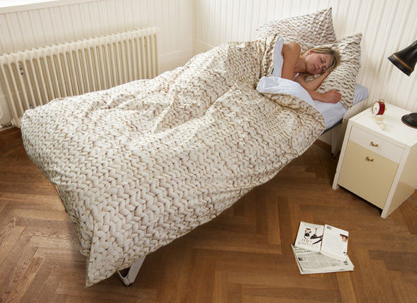 Strikket sengetøj eller origami