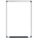 Hvidtavle med glat, hvid overflade og ramme med afrundede hjørner.