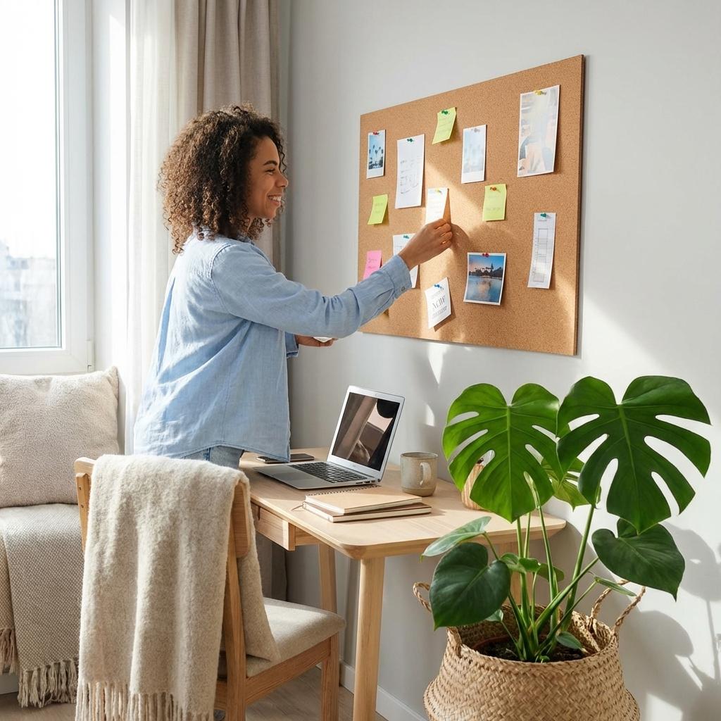 Selvklæbende kork opslagstavle, 5 mm x 61 x 91,5 cm.