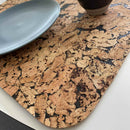 Kork dækkeserviet med runde hjørner, 29x45 cm.