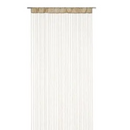 Beige flueskærm med tætte tråde og stofbånd til nem ophængning. Designet til døre, 90x250 cm.