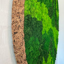 Blandet mos cirkel med 3 grønne farver med kork kant, 100 cm.