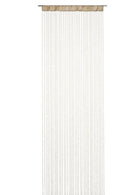 Beige flueforhæng med tråde og stofbånd til nem ophængning. Designet til døre, 90x250 cm.