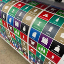 Affaldsmærker i ark til sortering af affald indendørs 6,5 cm.