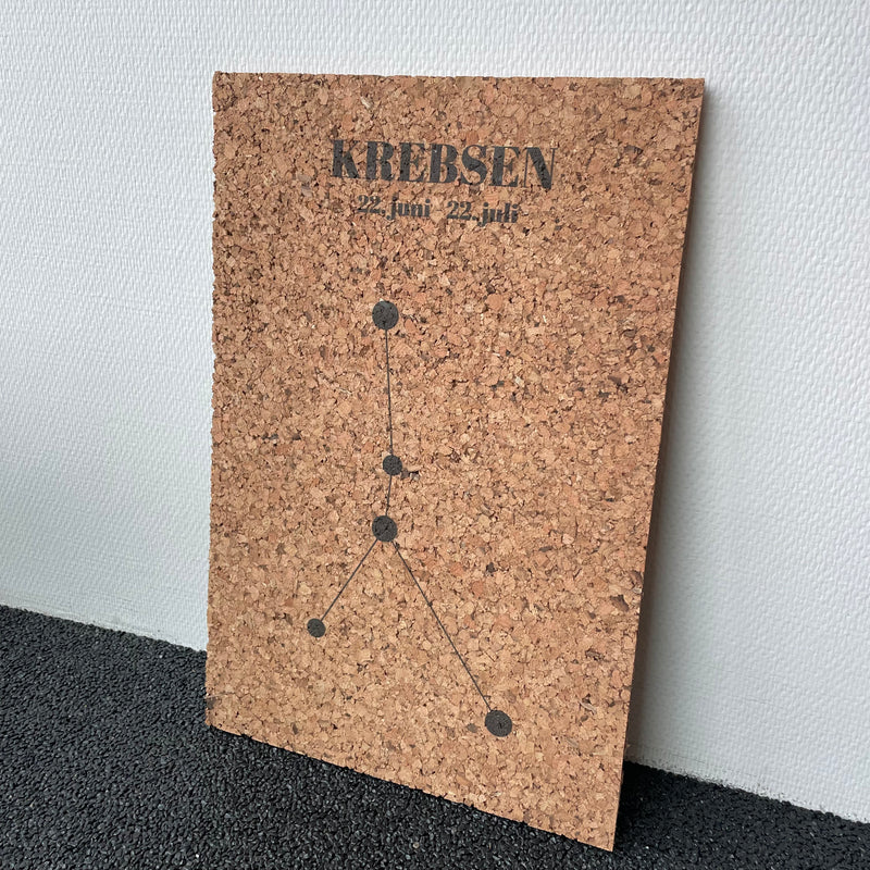 Korkprint - Stjernetegn Krebsen, 33x50 cm. - Restsalg