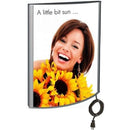 Smilende kvinde med solsikker i LED Convex Lysramme Enkeltsidet, tekst "A little bit sun...".