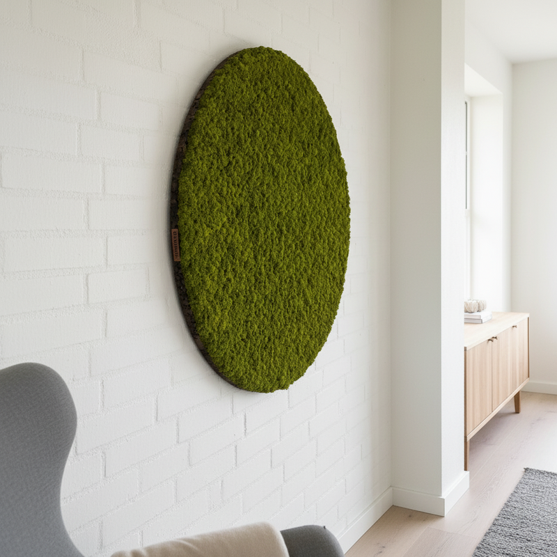 OEKOBOARD Premium - Medium grøn mos cirkel med brændt kork