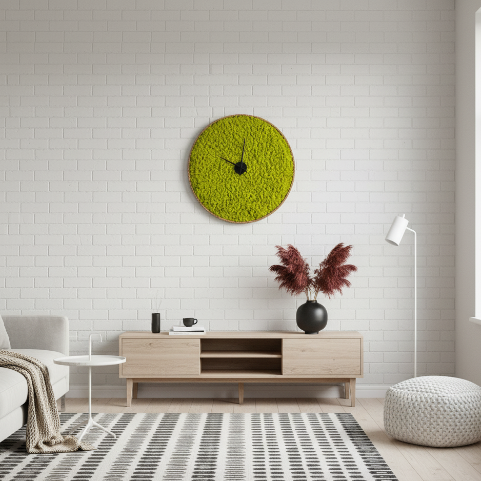 OEKOBOARD Premium - Lime mos cirkel med kork kant + ur