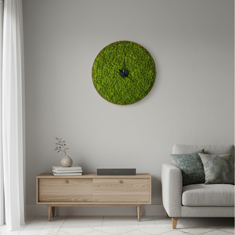 OEKOBOARD Premium - Lys mos cirkel MED kork kant + ur