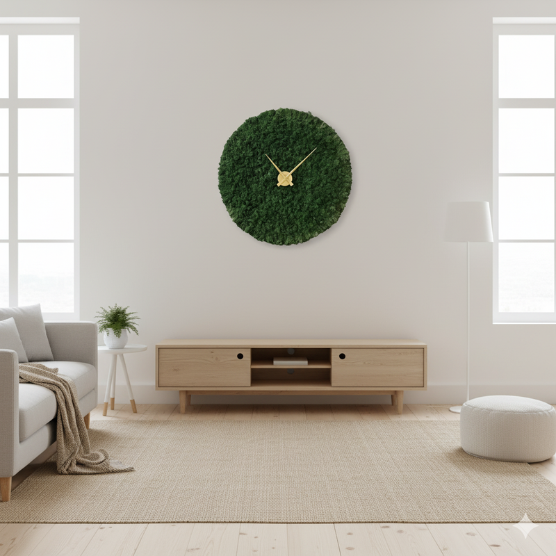 OEKOBOARD Premium - Mørk mos cirkel + ur