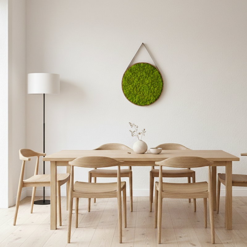 OEKOBOARD Premium - Lys mos cirkel MED kant og læderrem