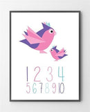 123 plakat til børn i Lilla, der er designet i Limited Edition a 100 stk. -  På dette foto er børneplakaten ikke præget.