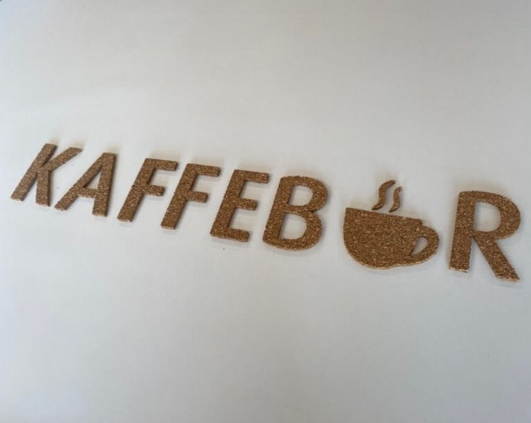 Kaffebar bogstaver - Selvklæbende kork