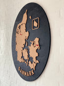 Filtpanel - Danmarkskort udskåret i kork
