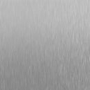 Børstet metaloverflade med lodret korn, ensartet grå-sølv farve og glat, moderne finish.