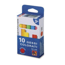 Tavlekridt i en blå/hvid æske med 10 farver. Velegnet til børn 3+. Antistøv-egenskab.