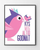 En børneplakat med "Lilla kys" er lavet i Limited Edition a 100 stk. -  På fotoet er børneplakaten ikke præget.