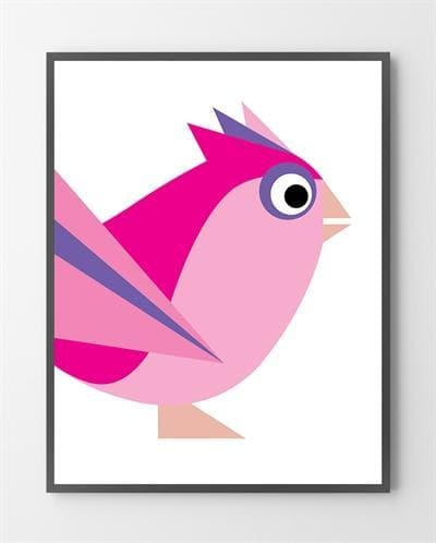 Børneplakater med illustrationer af Birdy Pink er lavet i Limited Edition a 100 stk. -  På dette foto er plakaten ikke præ...