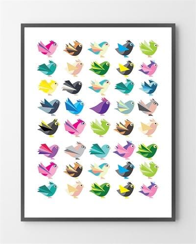 Design plakater med Birdy er lavet i Limited Edition a 100 stk. -  På dette foto er plakaten endnu ikke blevet præget.