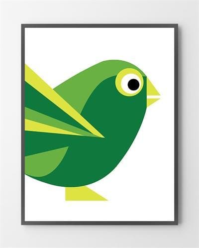 Design plakater med Grøn Birdy er lavet i Limited Edition a 100 stk. -  På dette foto er plakaten endnu ikke blevet præget.