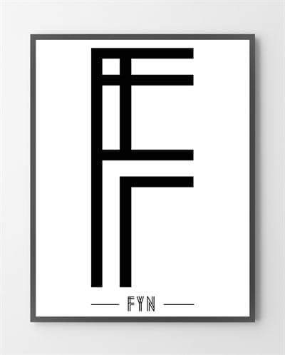 De grafiske plakater med "Fyn" er lavet i Limited Edition a 100 stk. -  På dette foto er plakaten endnu ikke blevet præget.