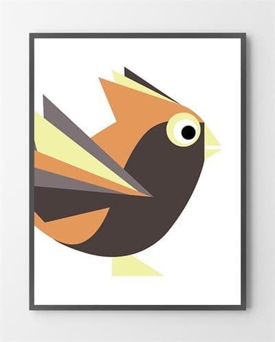 De grafiske plakater med Brown Birdy er lavet i Limited Edition a 100 stk. -  På dette foto er plakaten ikke blevet præget.