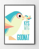 Illustrationer med "Pastel kys" er lavet i Limited Edition a 100 stk. -  På fotoet er illustrationen ikke præget.