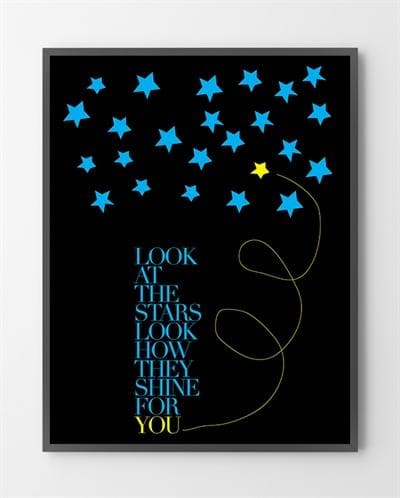 Køb plakater online med "Look at the stars" de er lavet i Limited Edition a 100 stk. -  På dette foto er plakaten ikke præ...