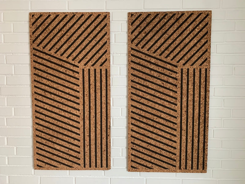 1 cm. tykke korkplader med stribet mønster
