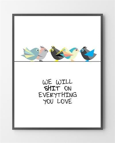 Kunstplakater med Birdy på snor er lavet i Limited Edition a 100 stk. -  På dette foto er plakaten endnu ikke blevet præget.