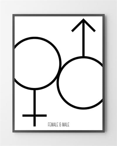 Plakat design med "Female & male" er i Limited Edition a 100 stk. -  På dette foto er plakaten endnu ikke blevet præget.