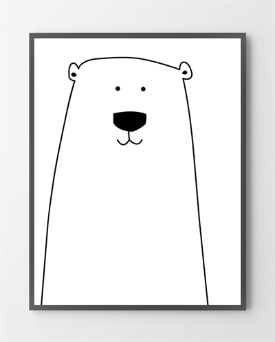 En plakat til børn med bjørn er lavet i Limited Edition a 100 stk. -  På dette foto er plakaten endnu ikke præget.