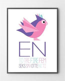 Denne plakat til børneværelset er lavet i Limited Edition a 100 stk. -  På dette foto er plakaten ikke præget.