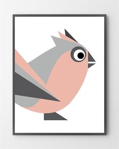 Plakat tryk med en grafisk Birdy illustration er lavet i Limited Edition a 100 stk. -  På dette foto er plakaten ikke præget.