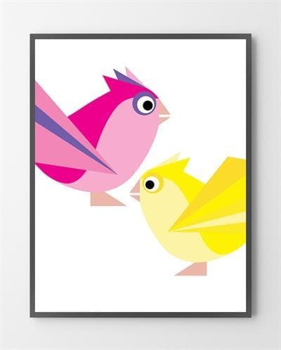 Plakater online med Pink par Birdy er lavet i Limited Edition a 100 stk. -  På dette foto er plakaten ikke præget.