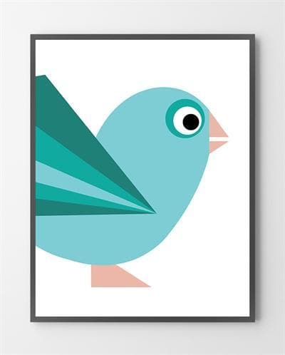 Plakater til børn med Turkis Birdy er lavet i Limited Edition a 100 stk. -  På dette foto er plakaten ikke blevet præget.