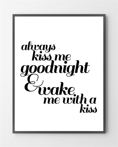 Plakater med Kiss goodnight er lavet i Limited Edition a 100 stk. -  På dette foto er plakaten endnu ikke blevet præget.