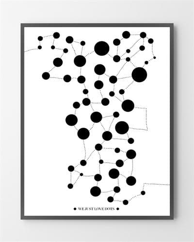 Plakatkunst med "Dots" er lavet i Limited Edition a 100 stk. -  På dette foto er plakaten endnu ikke blevet præget.