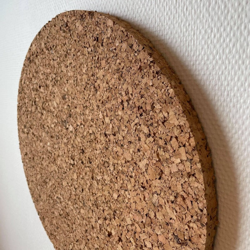 Korkcirkel - 2 cm. sandslebet + rustik korkplade, 3 størrelser