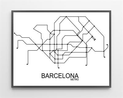 Stor plakat med Barcelona Metro der er lavet i Limited Edition a 100 stk. -  På dette foto er plakaten endnu ikke blevet p...