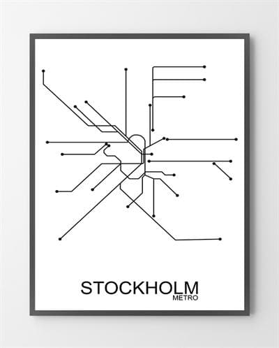 Store plakater med "Stockholm Metro" lavet i Limited Edition a 100 stk. -  På dette foto er plakaten ikke præget.