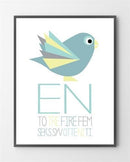 Tal plakat til børn med 123 er lavet i Limited Edition a 100 stk. -  På dette foto er tal plakaten ikke præget.