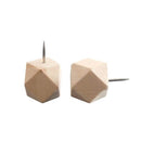 To geometriske knappenåle med træknopper og metalspidser, geometrisk design.